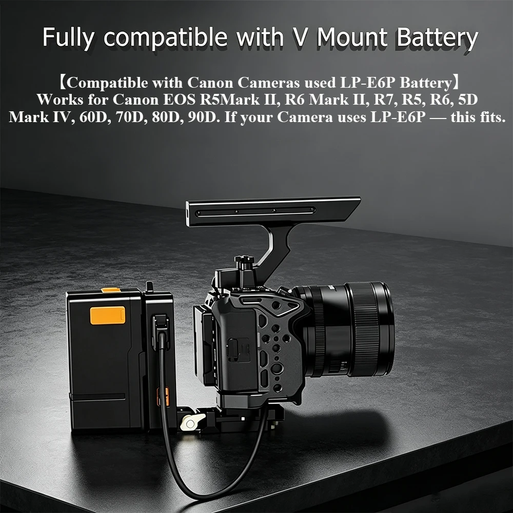 【LANO】D‑Tap to LP‑E6P Dummy Battery Coiled Spring Cable 22AWG Braided Wire For Canon R5 R6 90D 80D Camera |uses LP-E6P-this fits