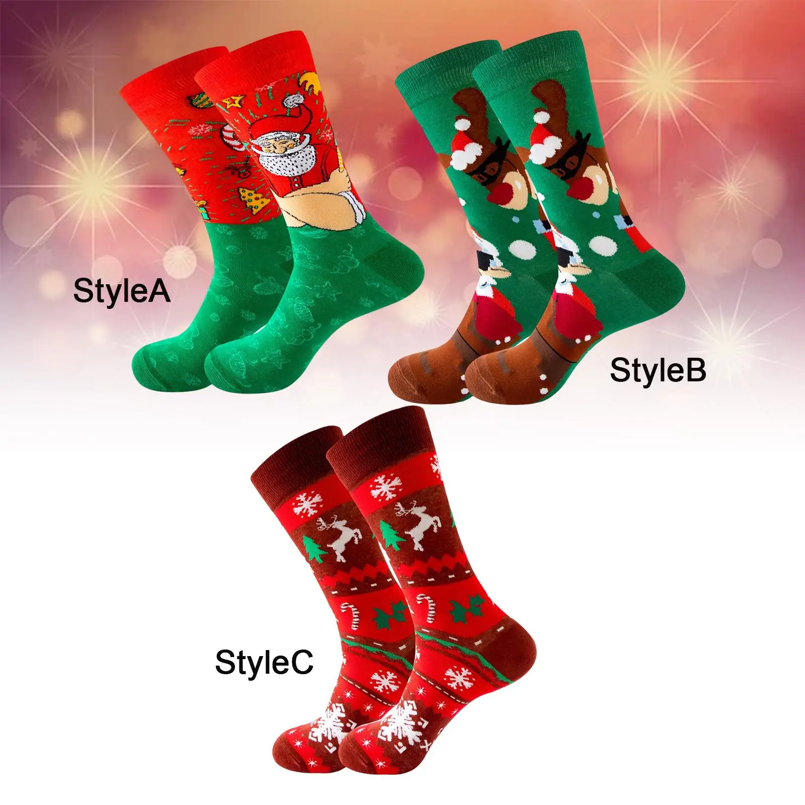 Fashion Christmas Socks, Socks Warm Long Sock for Teens Men Women Xmas Tree - view 4