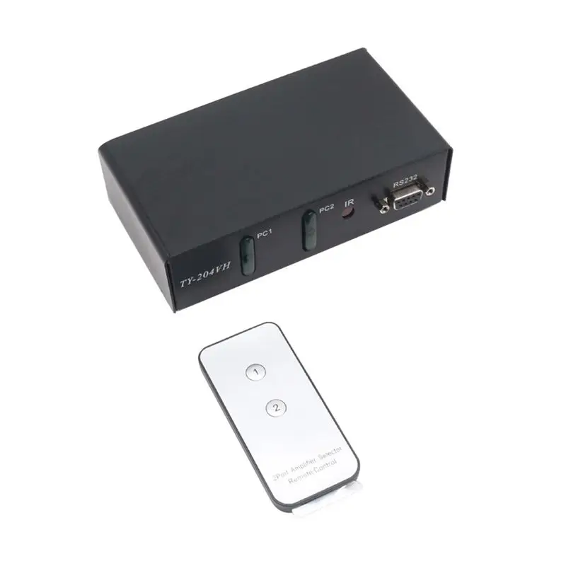 A97I-VGA Splitter Switcher 2 In 4 Out Video Game Distribution 350Mhz Support 1920X1440 With IR Remote Control EU PLUG