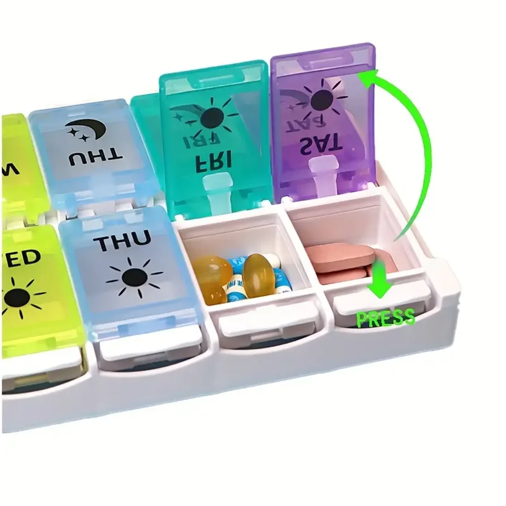 Easy Open Pill Organizer 2 Times a Day,Large 7 Day Pill Box Twice A Day,Weekly AM PM Pill Case,Day Night Vitamin Container