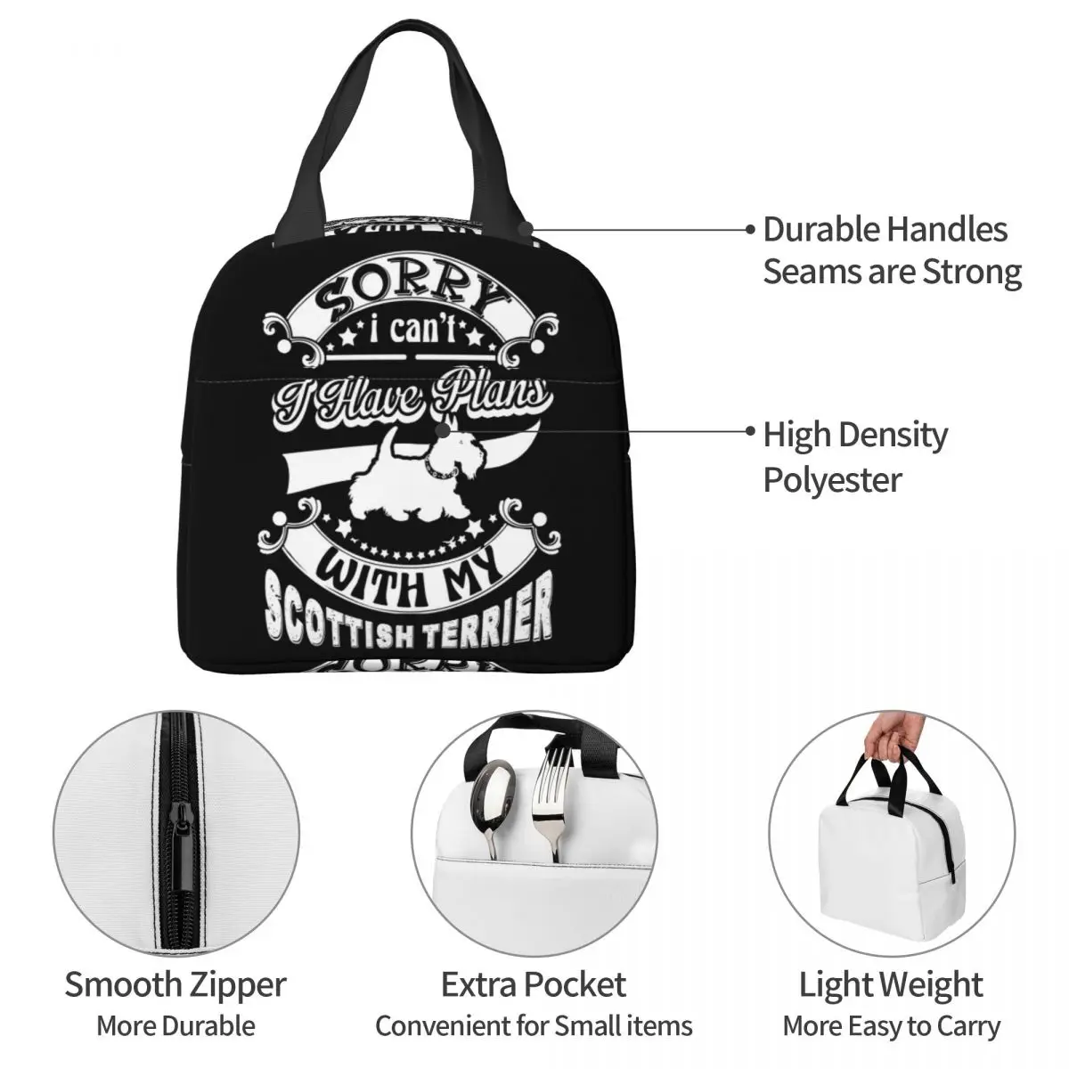 لدي خطط مع حقيبة الغداء المعزولة للكلاب الاسكتلندية الخاصة بي للأطفال، صندوق طعام حراري مبرد للمدرسة، حاوية صناديق الغداء