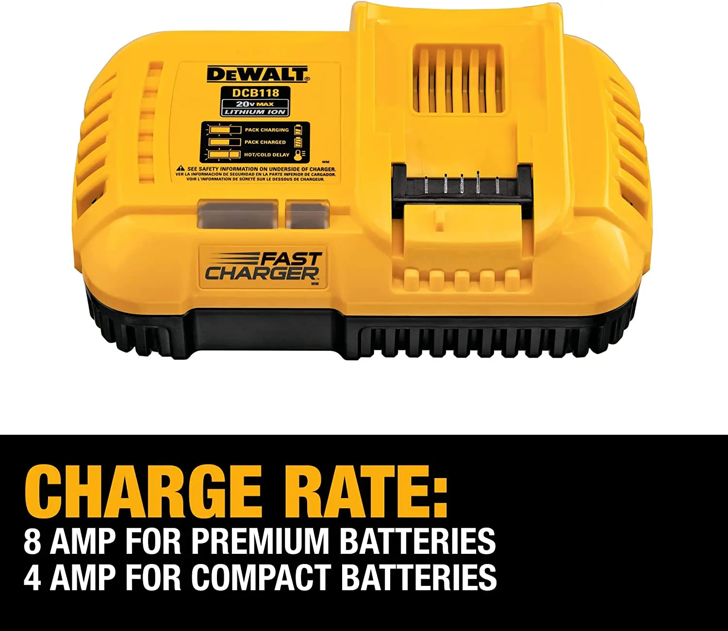 DEWALT 20V MAX* Charger Rapid Charge DCB118 Lithium Ion Battery Charger Lithium Ion DCB1104 Charger Power Tool Accessories