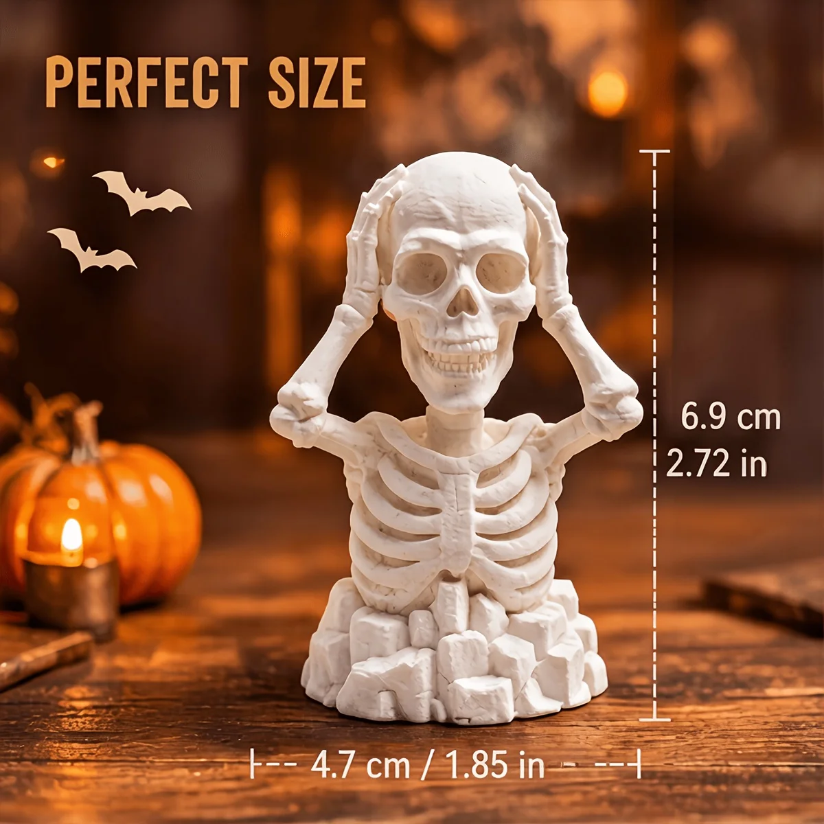 Shocked Head‑holding Skull Figurine 3D Printed Funny Skeleton Desktop Ornament Halloween Toy Creative Stress Relief Prank Gift