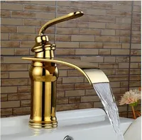 Luxury Style Bathroom Basin Sink Faucet Solid Brass Oil-rubbed Bronze With Rose Golden Waterfall Tap Torneira Banheiro