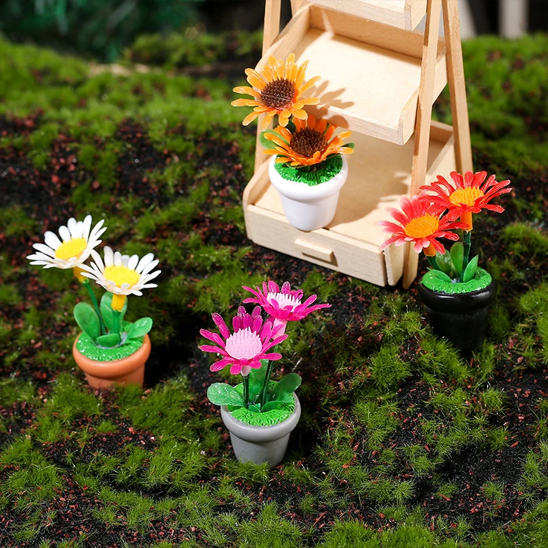 1/12 Dollhouse Miniature Sunflower Plant Potting Model Dollhouse Simulation Potted Plants DIY Home Garden Decor Accessories