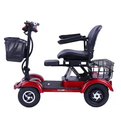 48V Electric Four-Wheeled Folding Scooter for Elderly 4-Wheel Motorcycle Bicycle 20km/h electric four-wheel scooter
