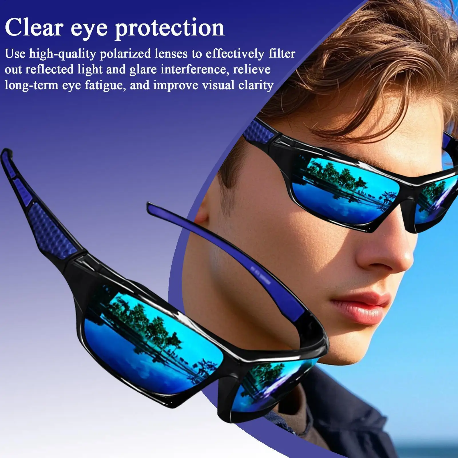 Men Polarized Sunglasses with Colorful Film Outdoor Night Vision Driving Sunglasses Outdoor Cycling Sports Glasses