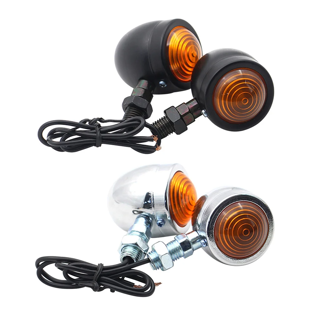 2Pcs Retro Motorbike Indicator Blinker Lights 12V Retro Motorcycle Turn Signals IP66 Waterproof Single Wire Turn Signals Lights