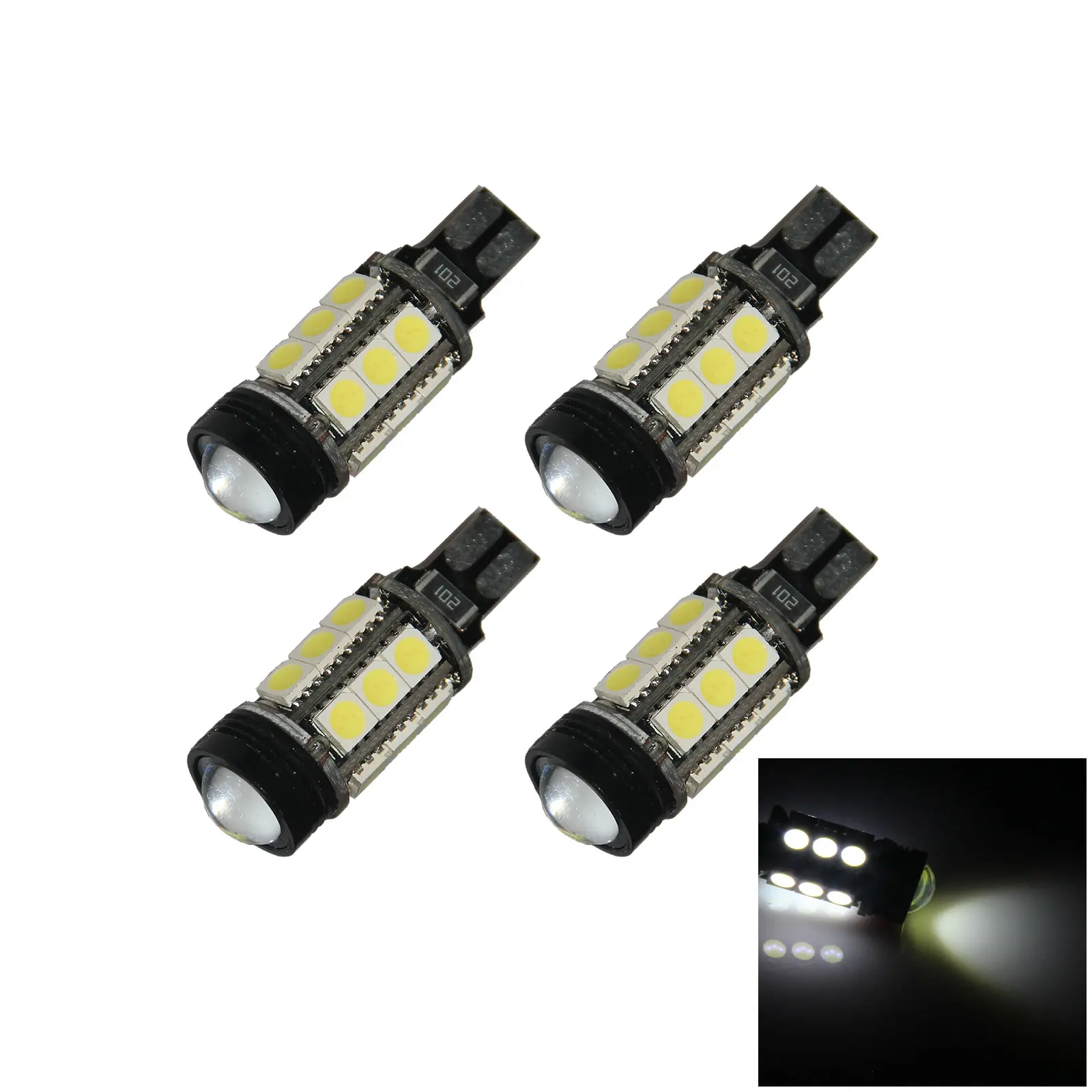 4x White Car T10 W5W Tail Bulb Clearance Lamp 16 Emitters 15 5050 SMD + 1 COB LED 464 555 558 A019-W