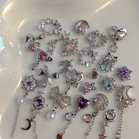 5Pcs Silver Series Color Preserving Sailor Moon Zircon Nail Jewelry Magic Wand Manicure Pendant Nail Enhancement Ornament