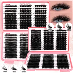 GROINNEYA Lashes Cluster DIY Lash Extension Mixed Tray Clusters Eyelashes Fluffy Volume Individual Lashes Cat Eye Lash Extension