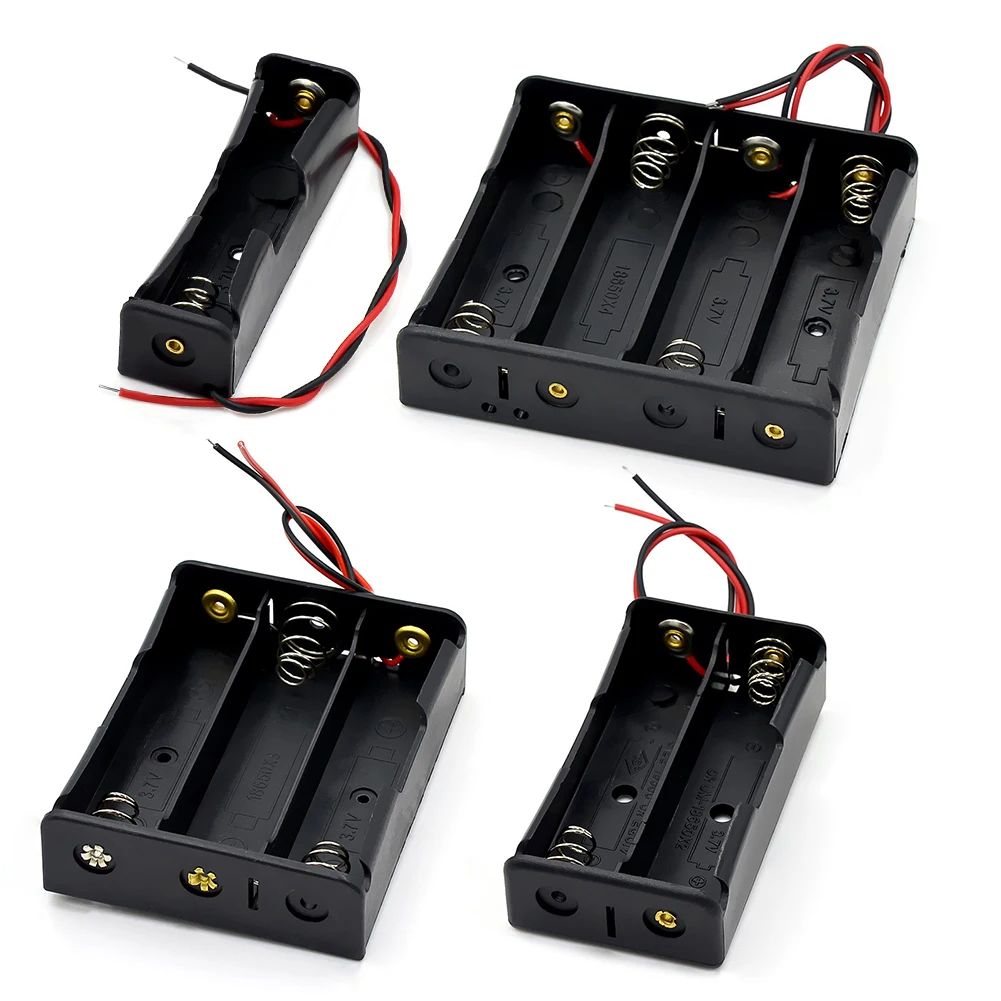 

1 2 3 4 Slot Plastic 18650 Battery Case Holder with Wire Lead DIY Batteries Clip Holder Container for 18650 3.7V Battery