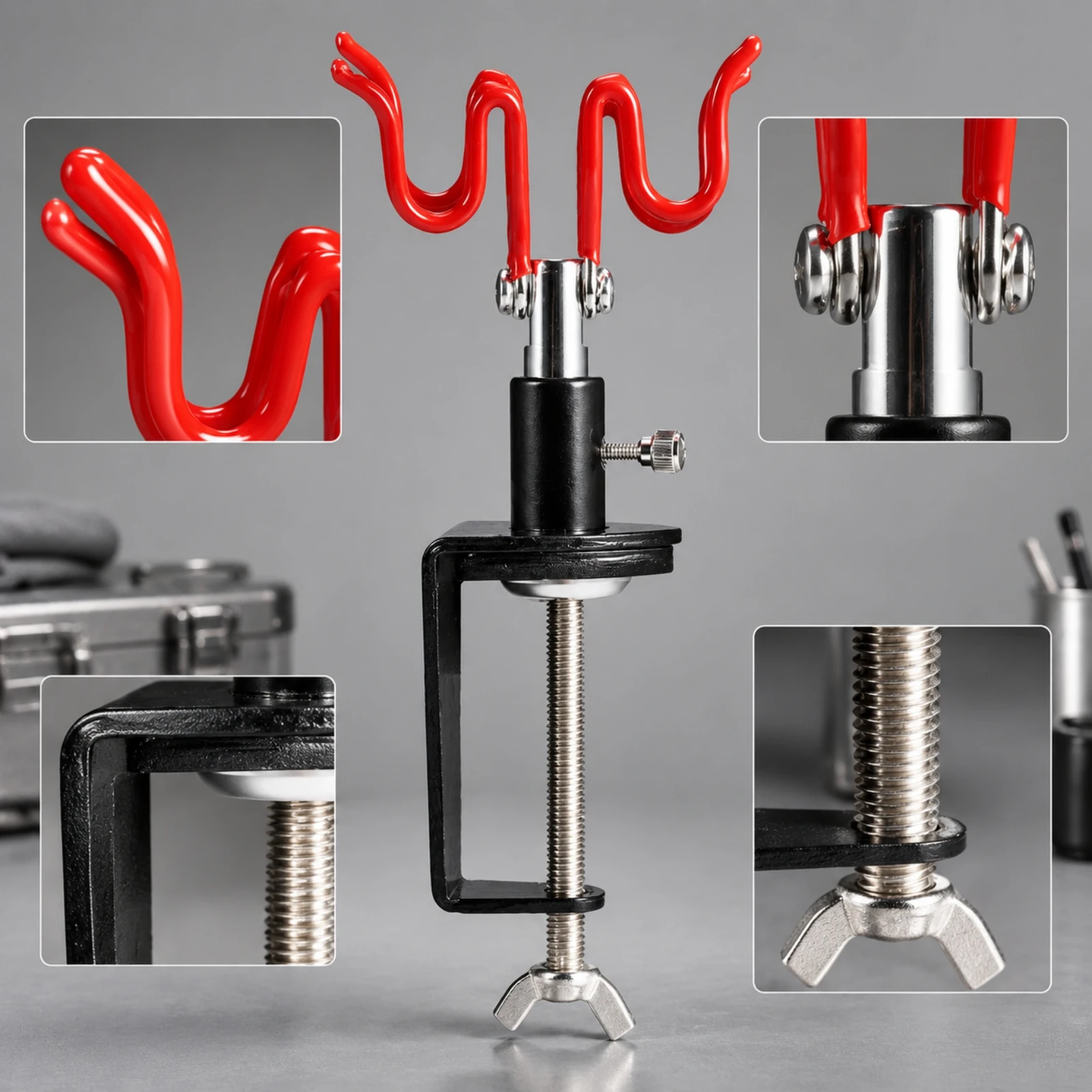 Clamp-Mounted Spray Holder Space-Saving Spray Holder with C-Shaped Clamp Tabletop Heavy-Duty for Painting Station