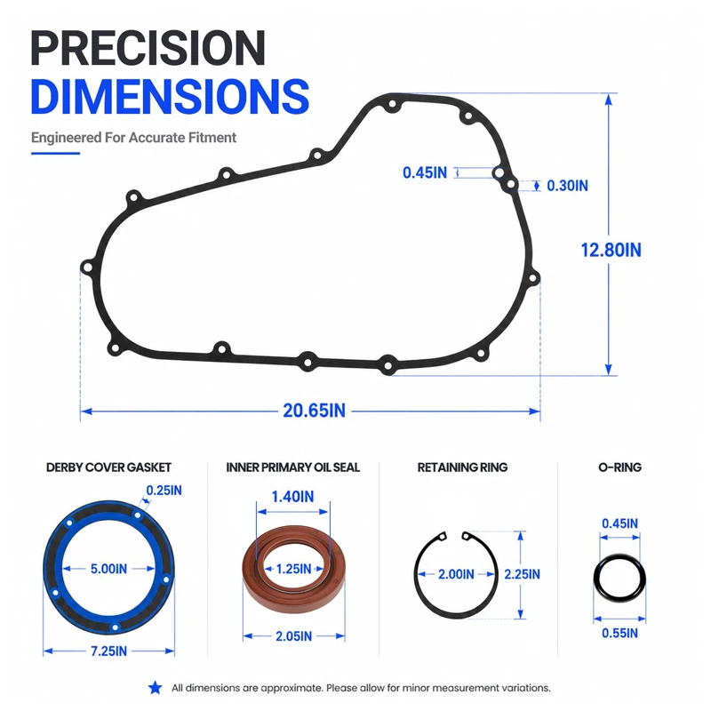 Motorcycle Primary Cover Seal Set With Steel Core NBR Foam Gaskets, Oil Seal & O-Ring for Harley-Davidson Touring 2007-2016