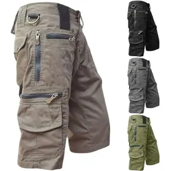 Militaire Cargoshorts Heren Tactische Joggingshort Effen Kleur Multi-Zakken Zomer Ontspannen Fit Rechte Cargoshorts Streetwear