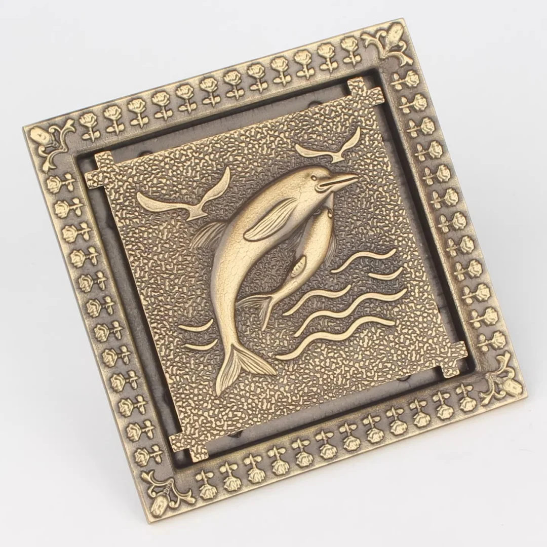 Antique Bronze Carved 12X12 CM Floor Drain Brass Shower Floor Drain Brass Square Floor Drain Screen Cover Grille Drain
