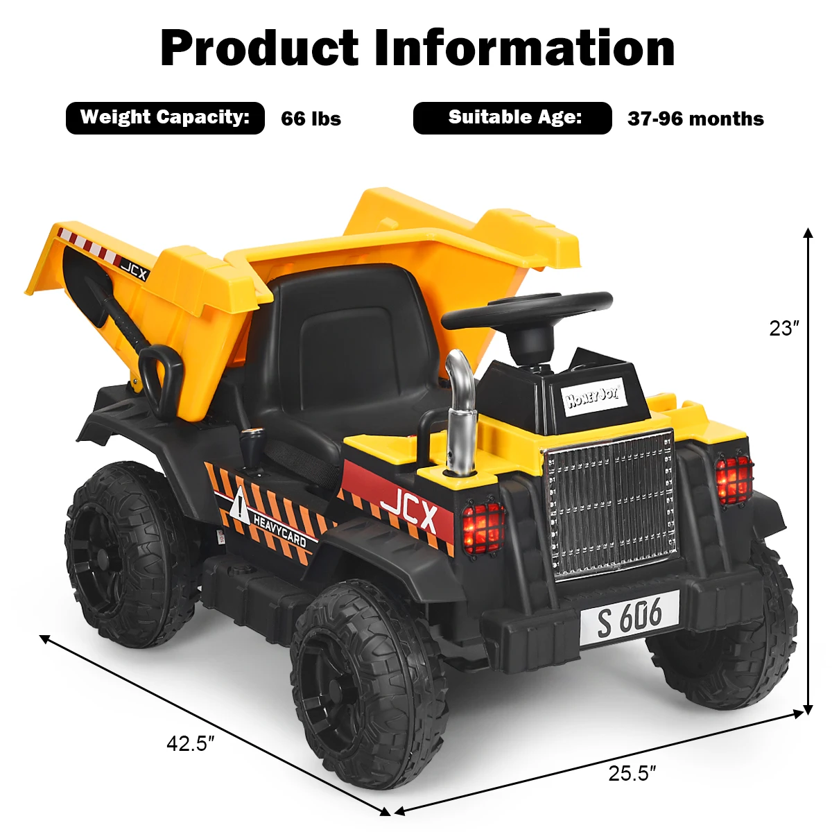 12V Battery Kids Ride On Dump Truck RC Construction Tractor w/ Electric Bucket & Electric Dump Bed