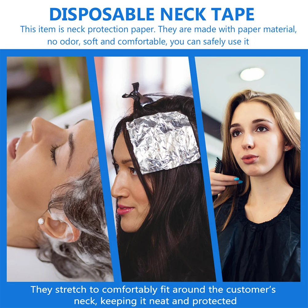 

6pcs Disposable Barber Strips Anti-Dye Scarf For Hair Cutting Salon Use Neck Protection Wrap Stretchy Lightweight Paper Band