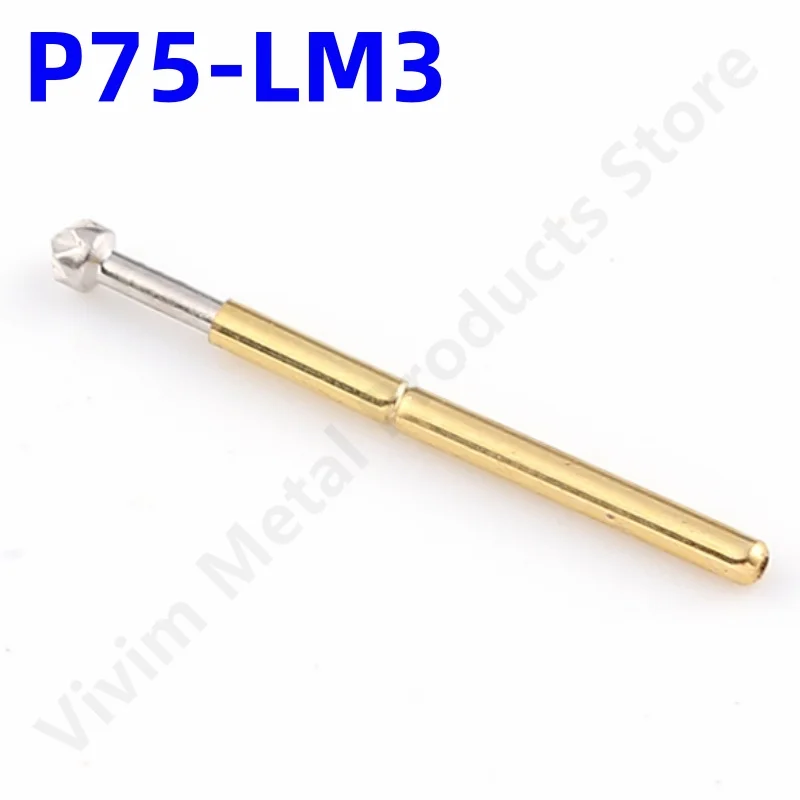 20/100PCS Spring Test Probe P75-LM3 Test Pin Copper Nickel Plated Spring Test Pin Head Dia 1.50mm P75-LM Pogo Pin 1.02mm 17mm