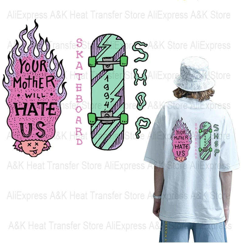 

Funny Boy Hair Stickers On Clothes Patches Hip-hop Iron On Transfer For T-shirt Iron Stickers Thermo Patches Diy Accessories