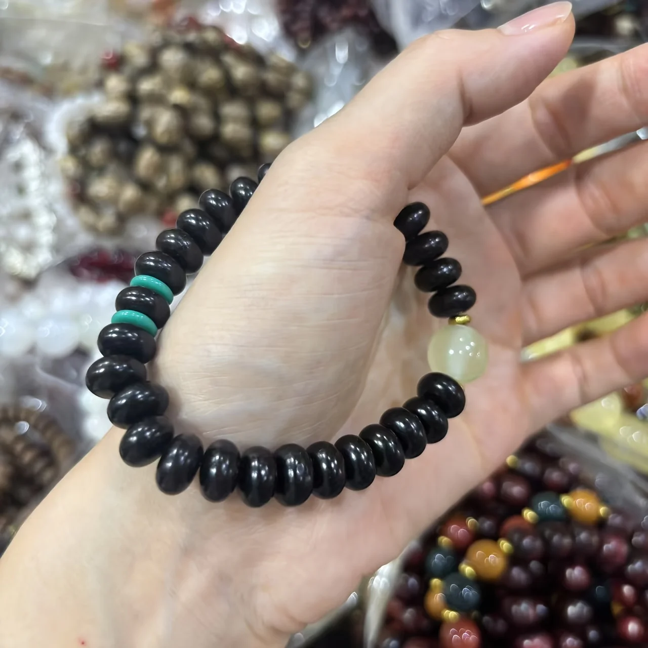 سوار جميل الإبداعية خشب الأبنوس حبة المعداد قلادة الأرجواني القلب الأسود الأزواج الخشب الأصفر الرجال والنساء الملحقات #4