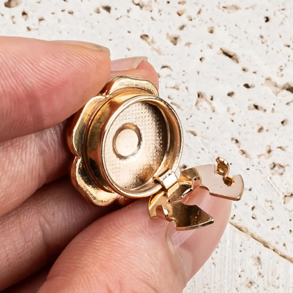 3 PCS Rhinestone Pearl Flower Button Covers Alloy Golden Base Rhinestone Button Cover DIY Accessories Handwoven