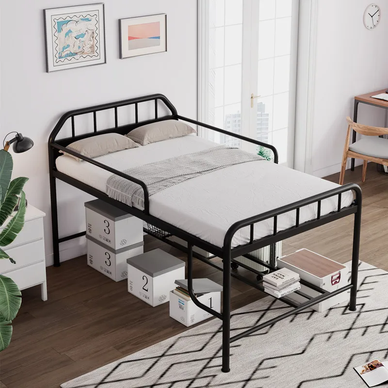 Wrought iron elevated small apartment, children's storage, tall adult half-height bold household single iron frame bed