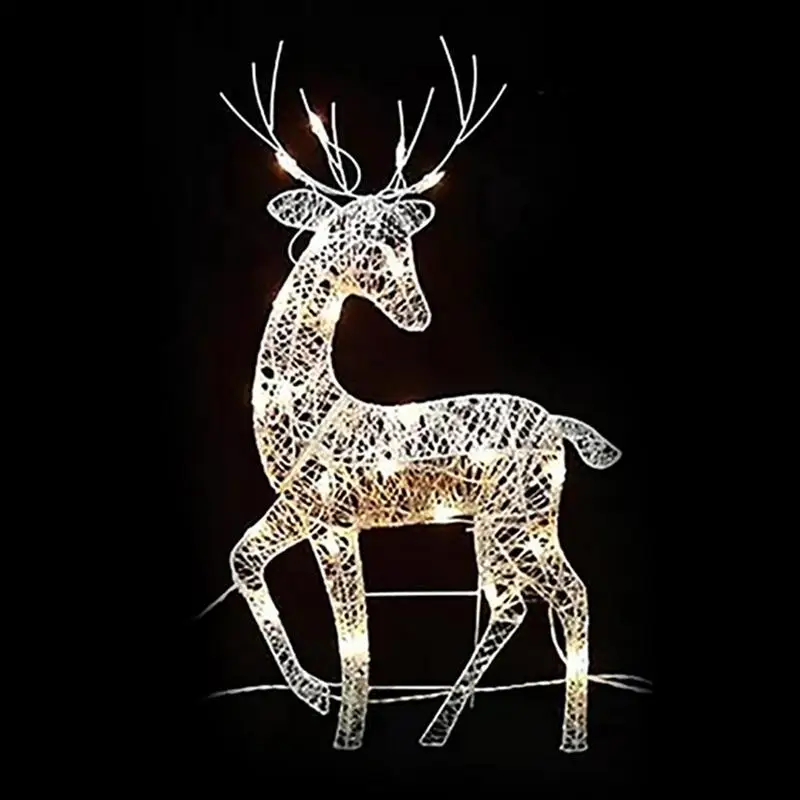 Outdoor Christmas Reindeer With Lights Water Resistant LED Light Up Decoration For Garden Holiday Lovely Lighted Garden Deer