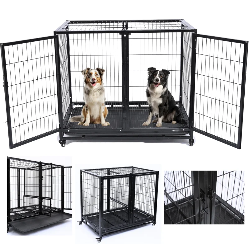 

Heavy Duty Metal Dog Cage Breeding Cage Can Hold Two Pets Outdoor Breeding With Divider Mesh Large Dog Heavy Duty Dog Crate