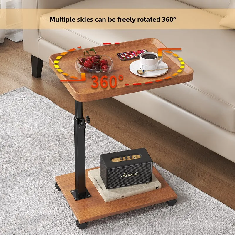 Modern Height Adjustable Rolling Side Table Compact Panel Board Top Metal Frame Cm Range Multiple Size Options No Storage