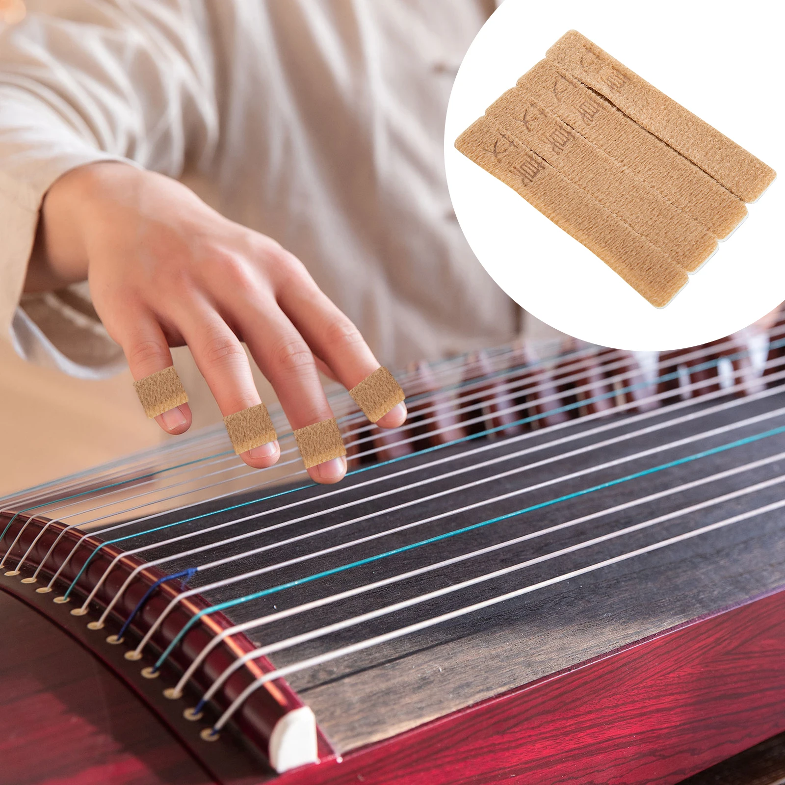 

4 Pcs Guzheng Nail Set Pipa Nylon Wrap Accessories Finger Protective Cover Tape Picks Tips Child Portable Reusable Instrument