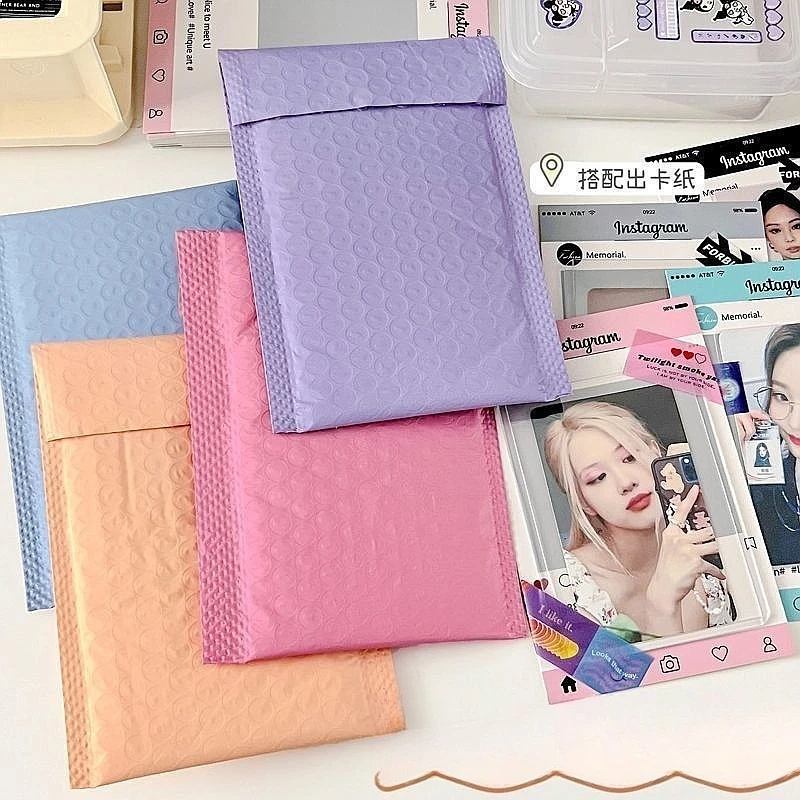 Ins Macaron Bubble Packaging Bag Card Sleeve Small Card Protective Thick Shockproof Self Sealing Storage Bag
