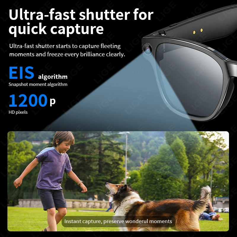 8 MP Smart-Brille, Sonnenbrille, Aufnahme von Videos, KI, Fotoerkennung, Antwort, Übersetzung, 270 mAh, Anti-Blaulicht-Bluetooth-Brille