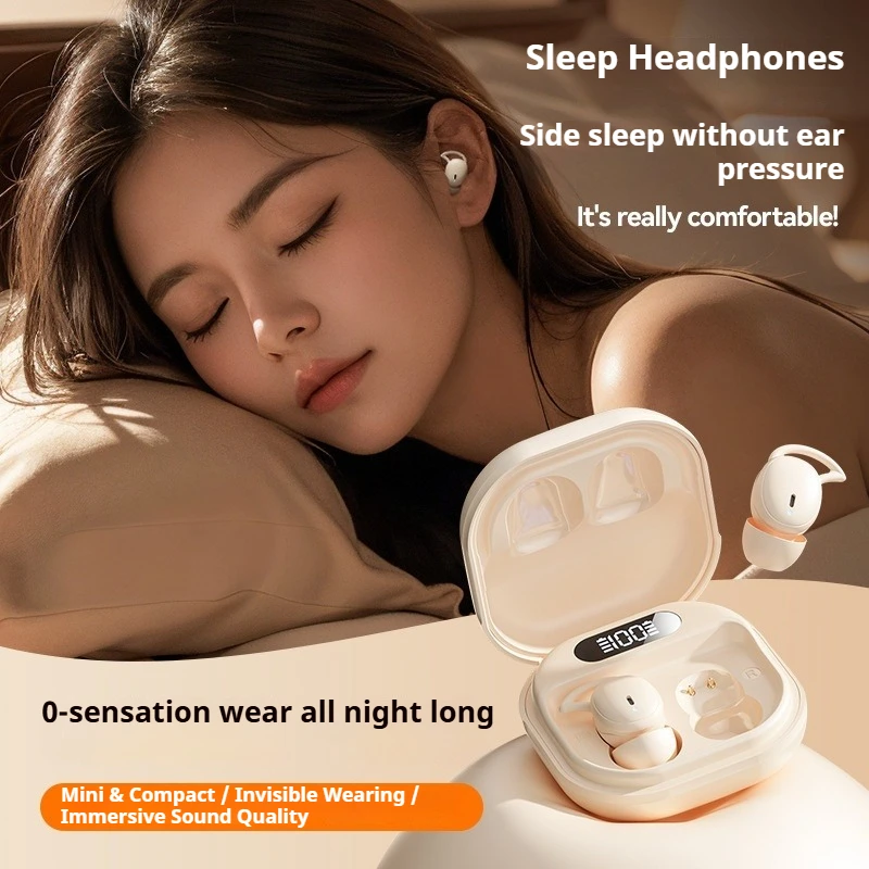 

Wireless Bluetooth 5.4 In-Ear Headphones Sleep Headphones AI Noise Cancellation Smart Display Music Mini Bean Earbuds