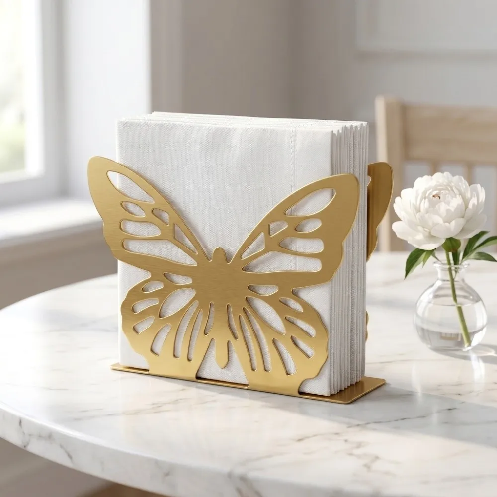 Vertical Design Paper Towel Holder Butterfly Rabit Shape Freestanding Napkin Storage Iron Elegant Tissue Dispenser Restaurant