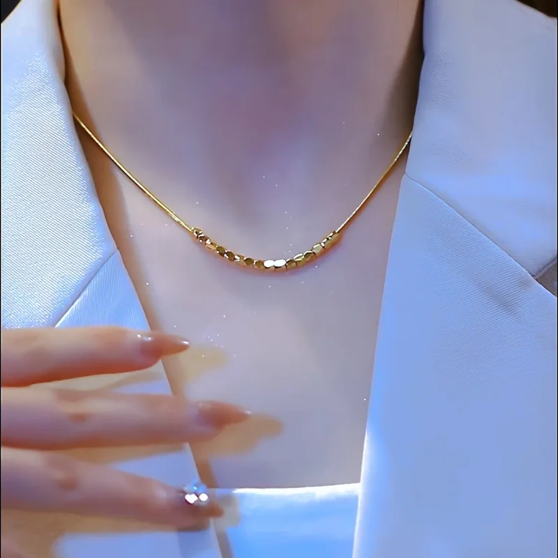 Elegant Square Cube Necklace for Women, High‑End Versatile Pendant Chain, Chic Ornament for Party & Casual Outfits