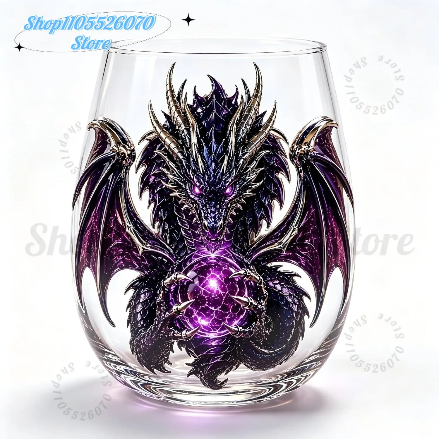 3D Mythic Dragon Glass Cup  Fantasy Crystal Orb Whiskey Glass, Sculpted Dragon Drinkware for Whiskey Cocktails Bar Decor Gift