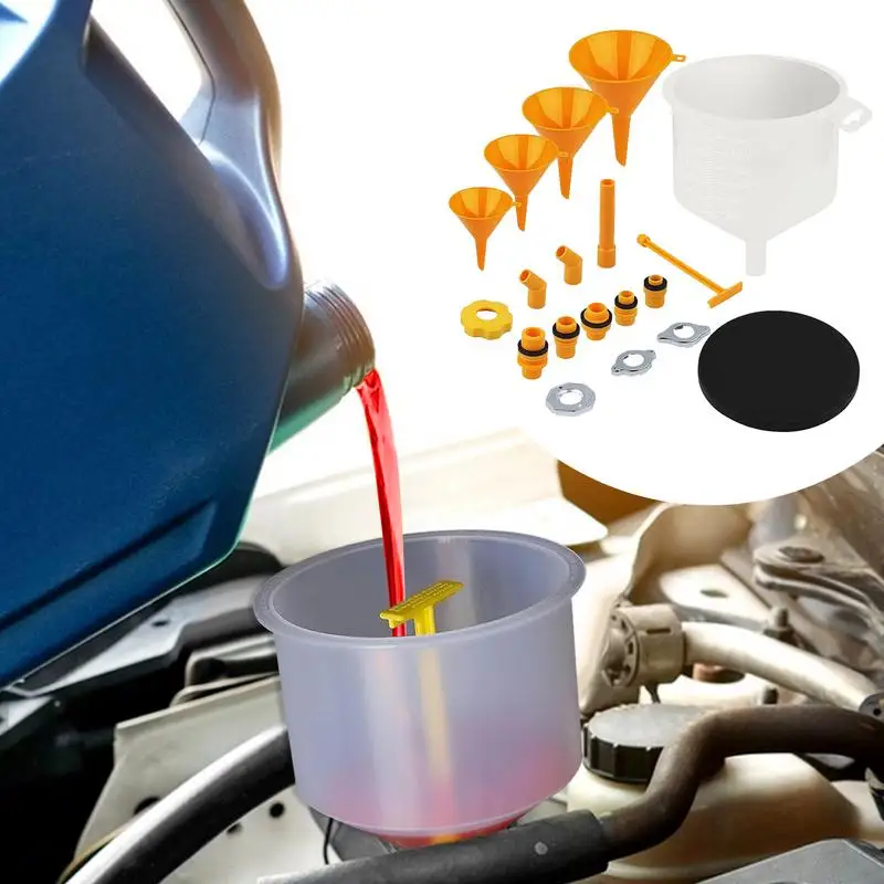 19pcs Coolant Filling Radiator Filler Not Spill Coolant Funnel Kit Spill-Free Radiator Funnel Coolant Filling Antifreeze Funnel