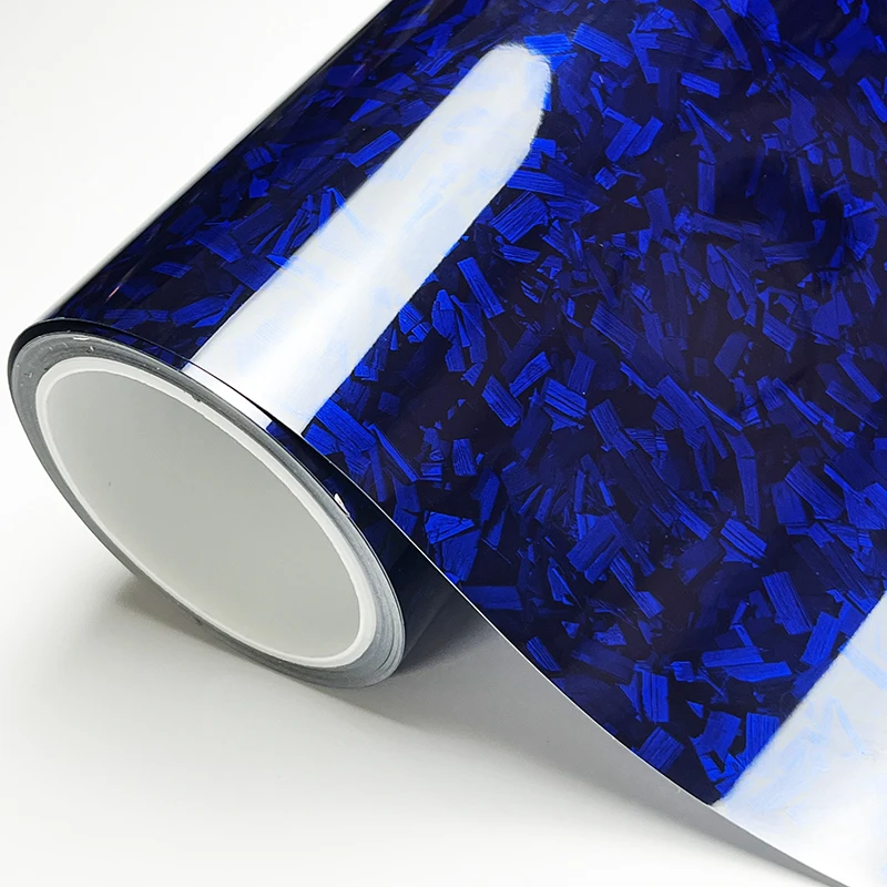 

Ultra Glossy PET Blue Forged Carbon Fiber Vinyl Wrap Film Self Adhesive Car Motorcycle DIY Sticker Decal With Air Release