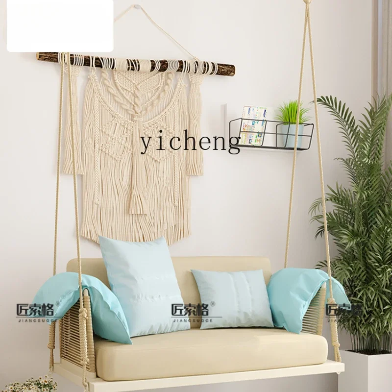 ZC Balcony Hanging Chair Hanging Basket Indoor Living Room Single Double Rattan Swing Outdoor Swing Hanging Basket