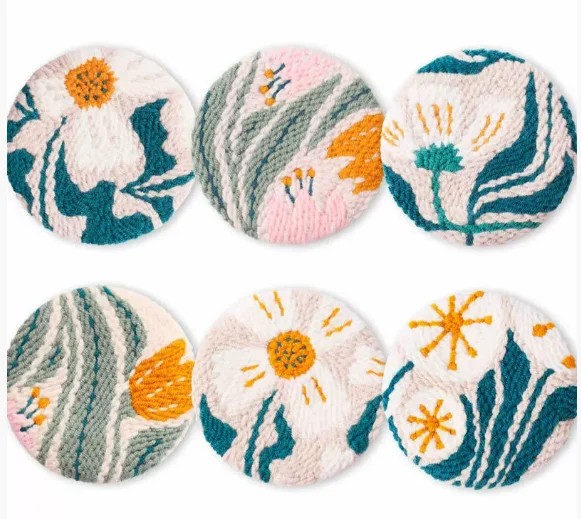 Cross border popular products, embroidered coasters, DIY landscape flowers and plants, handmade embroidery, DIY creative gifts