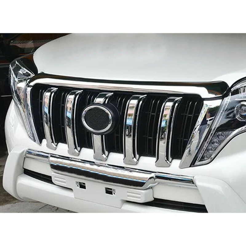 Classic-Front Bumper Grille Strips Bumper Protector Trims For Toyota Land Cruiser 150 Prado LC150 FJ150 2014-2017 Chrome