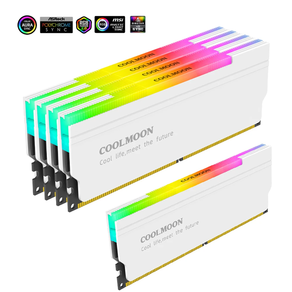 

5V-3PIN ARGB DDR Heatsink Aura Sync Heat Spreader Cooler with Thermal Silicone Pad for Desktop Computer PC Memory