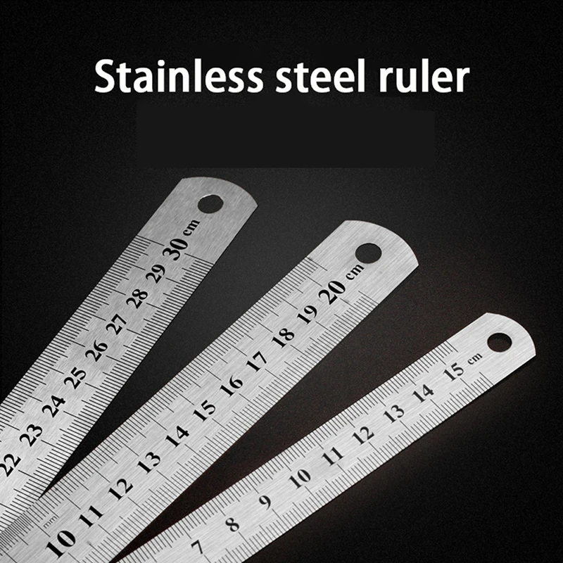 1PC Double Side Straight Ruler Metal Ruler Stainless Steel Rulers Scale Metric Ruler Precision Measuring Tool School Accessories