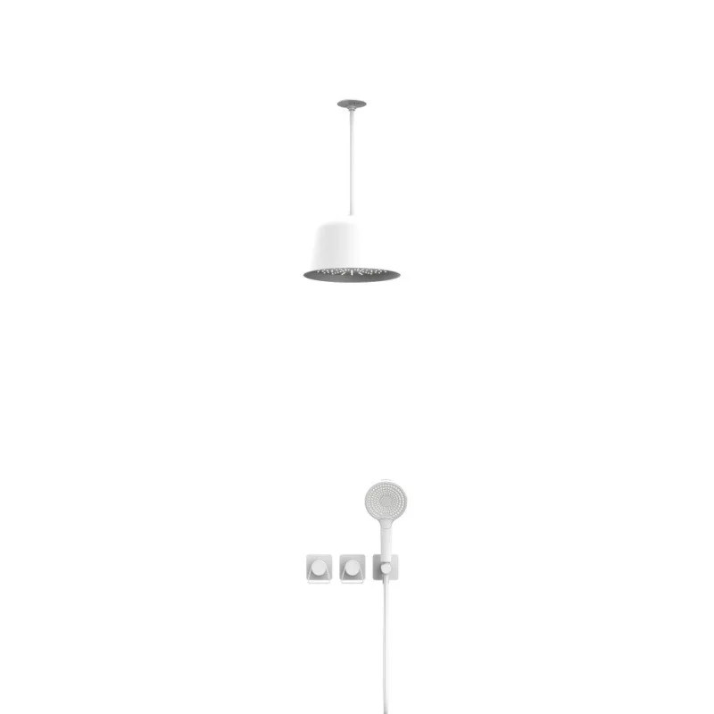 Creative dumb white minimalist all-copper concealed wall rain chandelier, shower hot and cold pressurized shower set