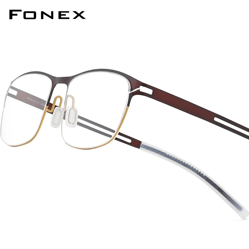 FONEX B Titanium Glasses Frame Men Brand Design Square Eyeglasses Ultralight-Weight Silicone Screwless Japanese Eyewear 8529