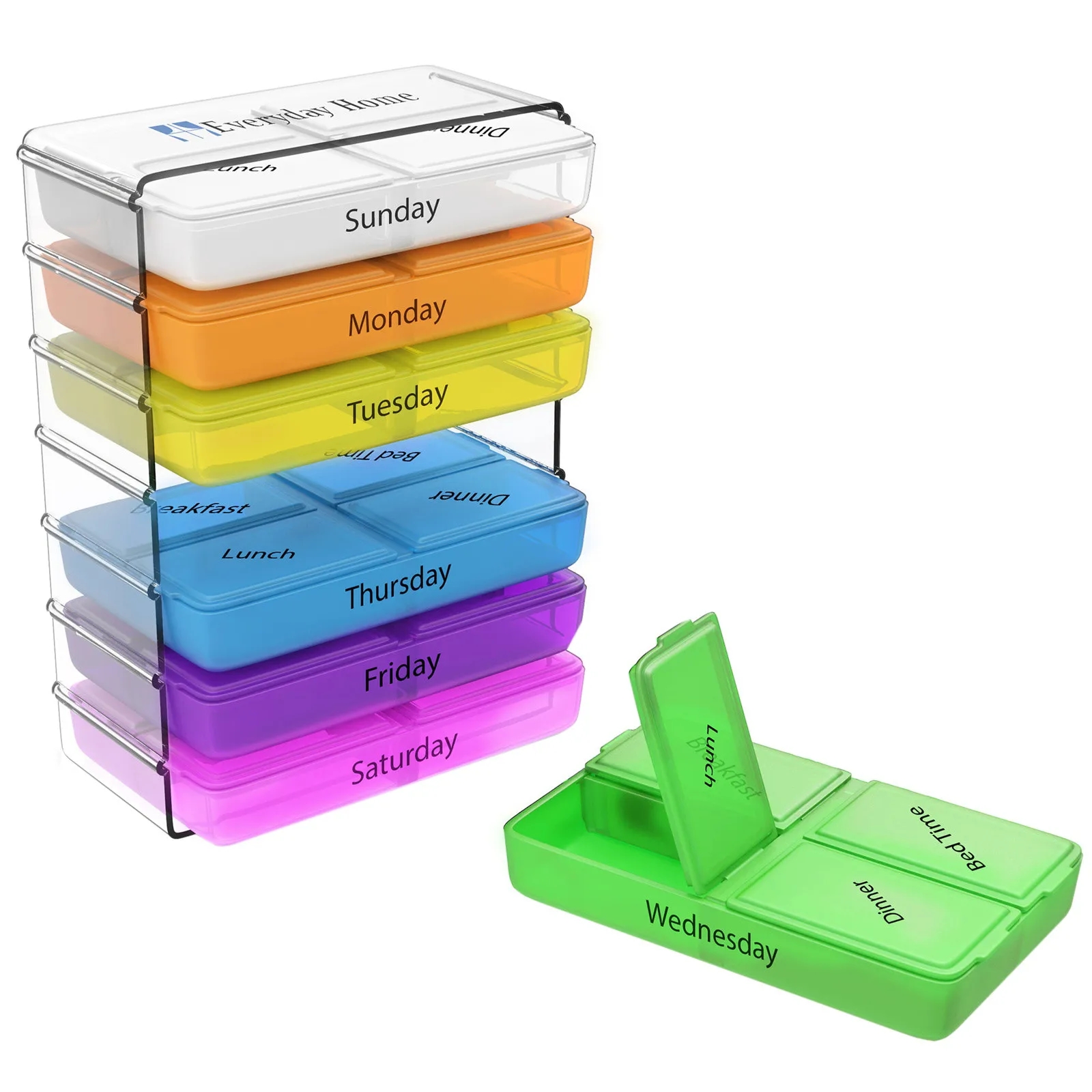 Portable Color Small Storage Box Portable One Week Sealed Storage Box 7-layer Folding Small Storage Box Portable Storage Box