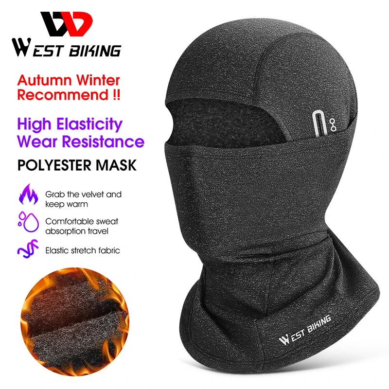 WEST BIKING Winter Fleece Cycling Cap Hat Windproof Men Women Sport Scarf Balaclava Ski Bicycle Motorcycle Running Neck Warmer