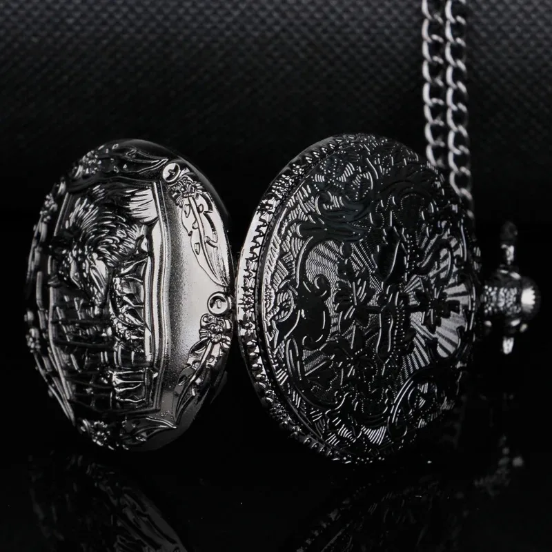 Steampunkowy Las Wilk Kwarcowy Naszyjnik Zegarki Kieszonkowe Arabskie Cyfry Tarcza Pełny Łowca Antyczny Łańcuszek Zegar Reloj De Bolsillo