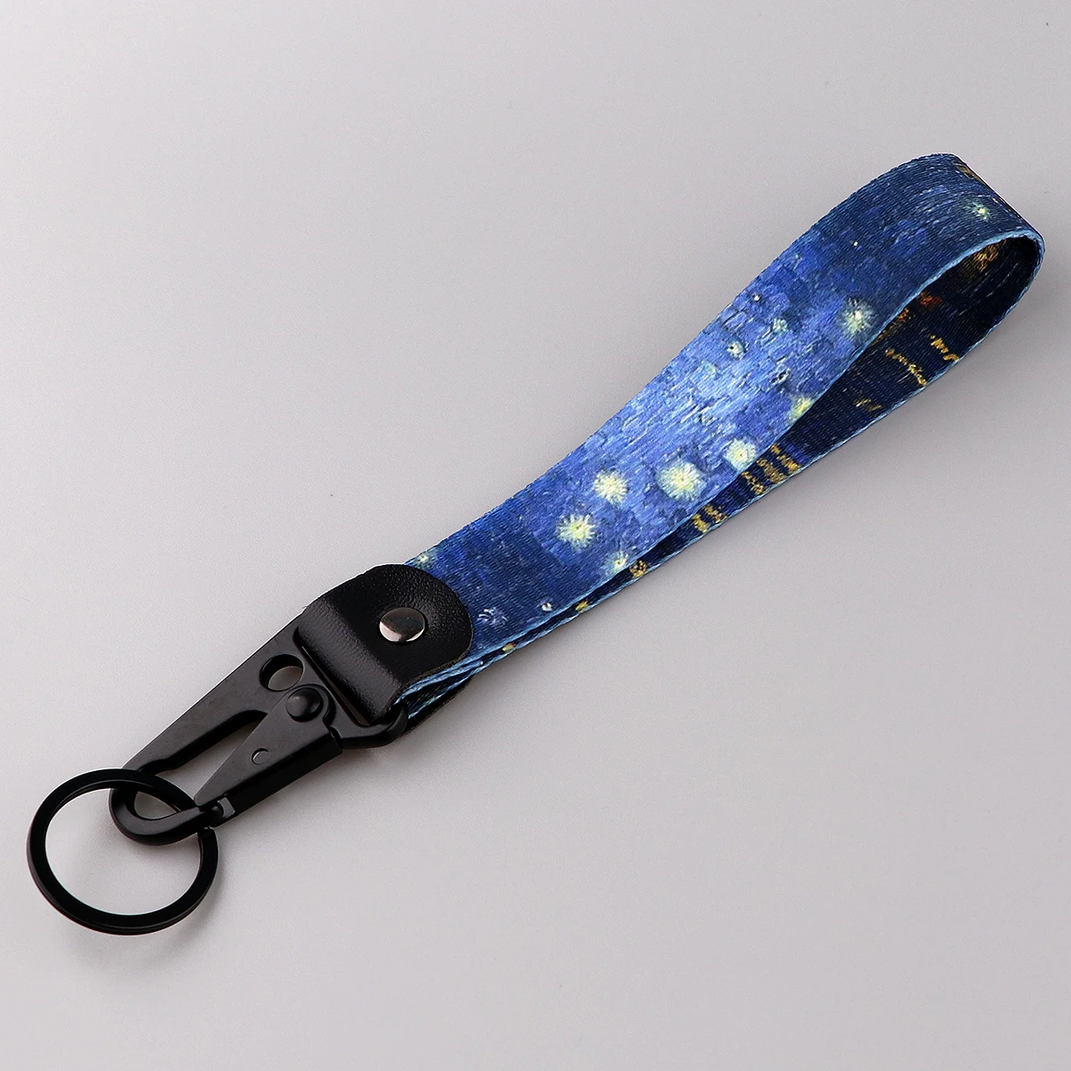 Van Gogh Korte Lanyard Olieverfschilderij Sterrenhemel Polsband Sleutelhanger Lanyard Tags Sleutelband Auto Motorfiets Sleutelhanger Accessoires
